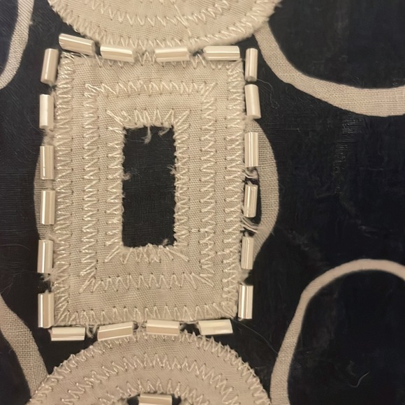 Navy Blue & White Semi Sheer Michael Kors Beaded Blouse Top - Large - Picture 5 of 7